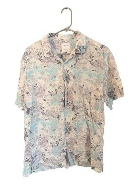 Denim & Flower Short-Sleeve Floral Button-Up Shirt - Light Blue & Gray